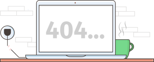 404 browser not found error desk computer laptop screen illustration
