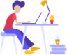 Working at desk illustration