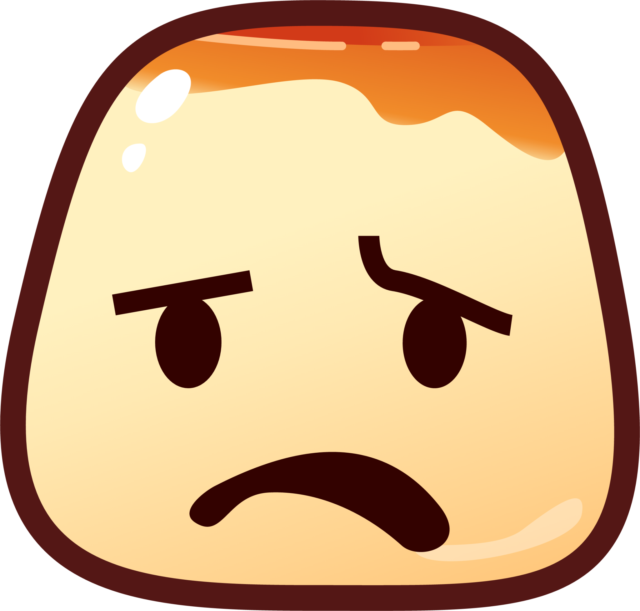 anguished (pudding) emoji
