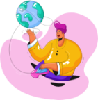 around the world global international earth man illustration