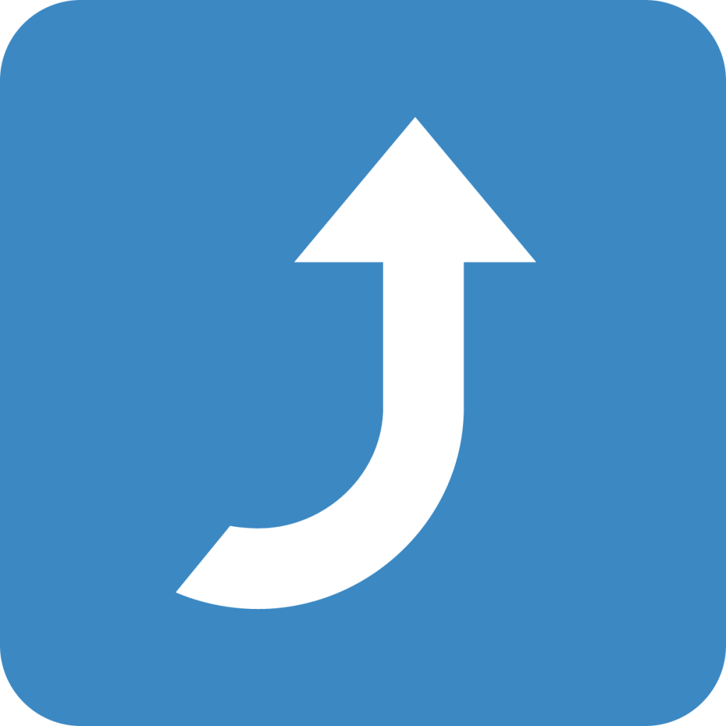 arrow pointing rightwards then curving upwards emoji