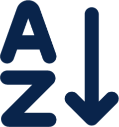 AZ sort ascending letters line editor icon