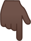 backhand index pointing down: dark skin tone emoji