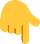 backhand index pointing down default emoji