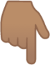 backhand index pointing down: medium skin tone emoji