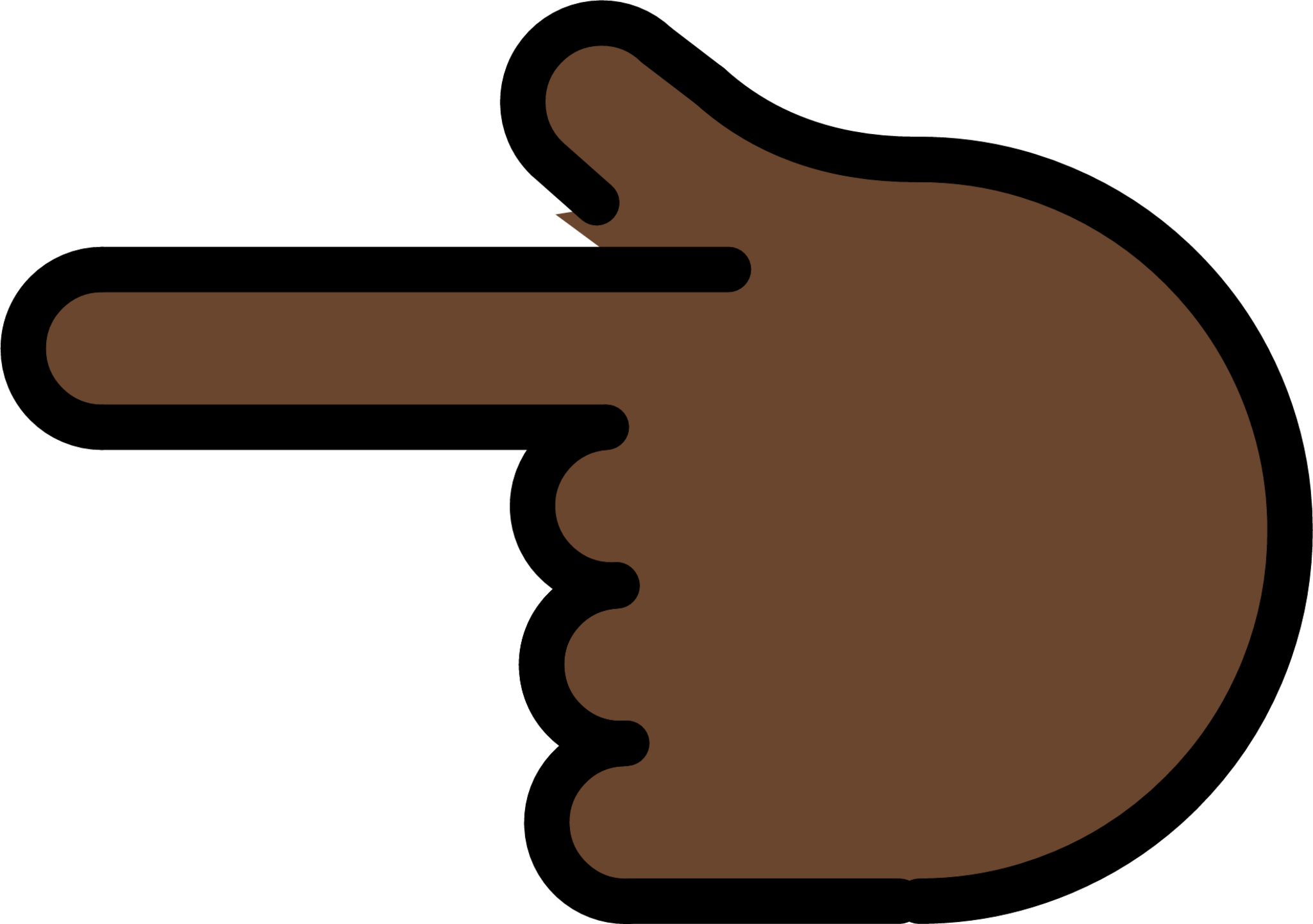 backhand index pointing left: dark skin tone emoji