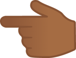 backhand index pointing left: medium-dark skin tone emoji