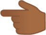 backhand index pointing left: medium-dark skin tone emoji