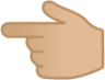 backhand index pointing left: medium-light skin tone emoji