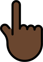 backhand index pointing up: dark skin tone emoji