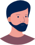 beard person blue hair illustration