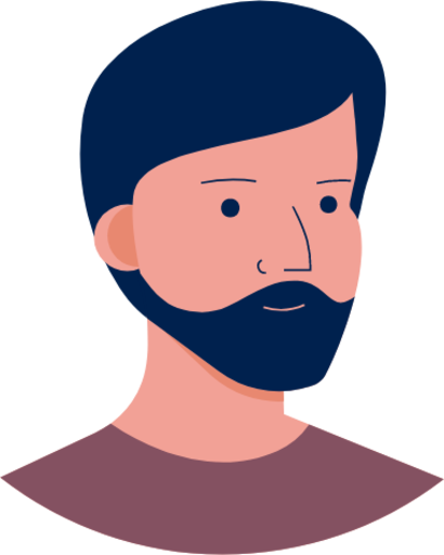 beard person blue hair illustration