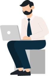 bearded man sitting with laptop illustration