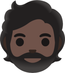 bearded person: dark skin tone emoji