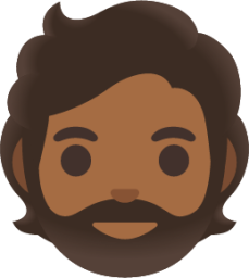 bearded person: medium-dark skin tone emoji