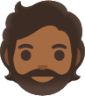 bearded person: medium-dark skin tone emoji