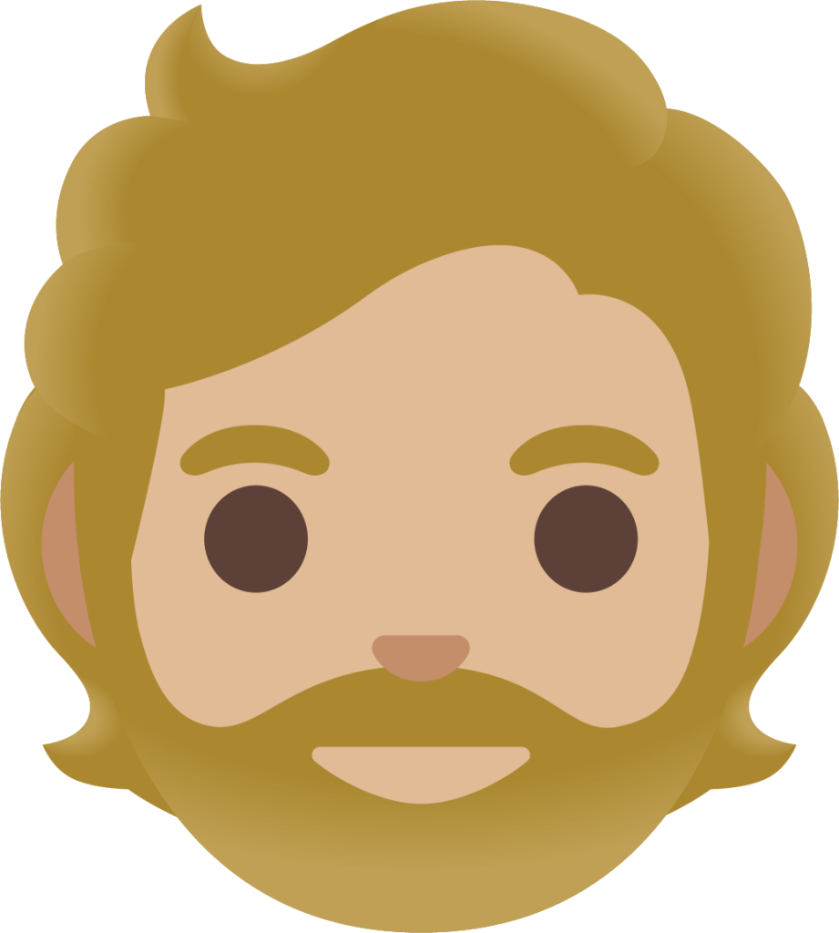 bearded person: medium-light skin tone emoji