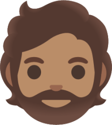 bearded person: medium skin tone emoji