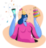 birthday celebration occasion woman cake illustration