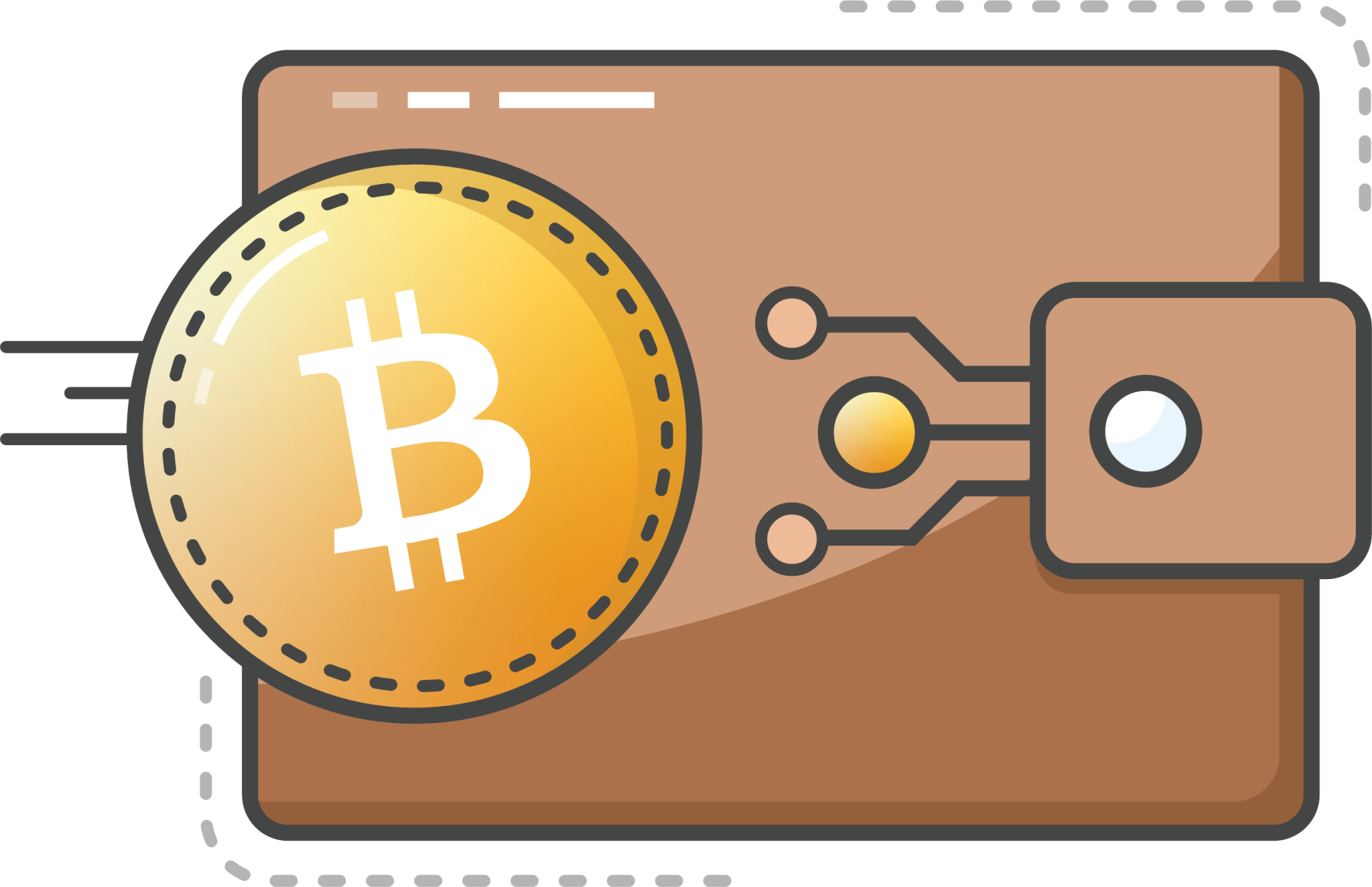 bitcoin folder brown illustration