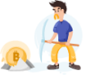 bitcoin miner person shovel illustration