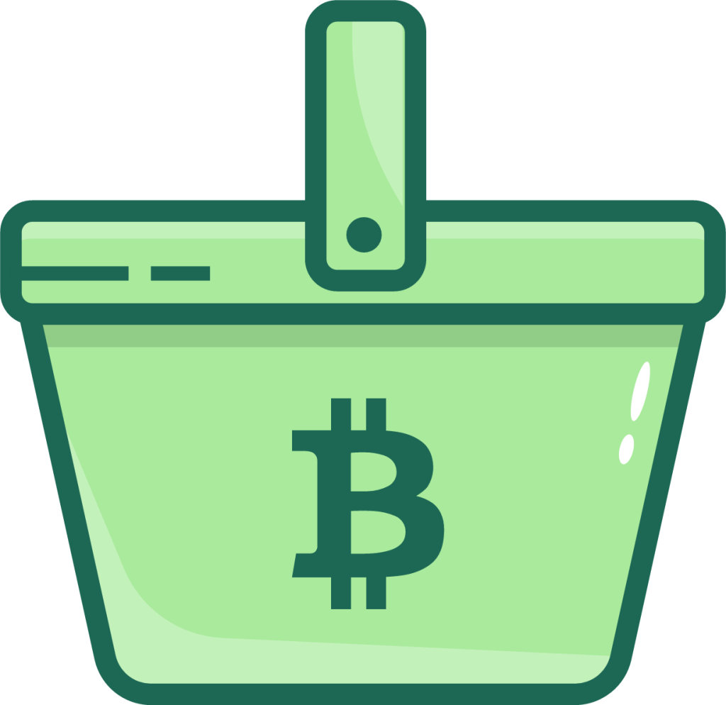 bitcoin shopping cart basket illustration