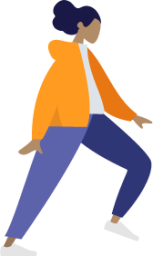 black girl black woman orange jacket purple pants illustration