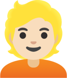 blond-haired person: light skin tone emoji