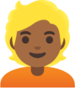 blond-haired person: medium-dark skin tone emoji