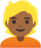 blond-haired person: medium-dark skin tone emoji