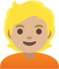 blond-haired person: medium-light skin tone emoji