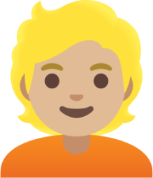 blond-haired person: medium-light skin tone emoji