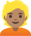 blond-haired person: medium skin tone emoji