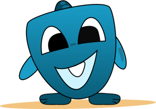 blue cute little monster baby teeth icon