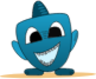blue cute little monster with sharp teeth icon