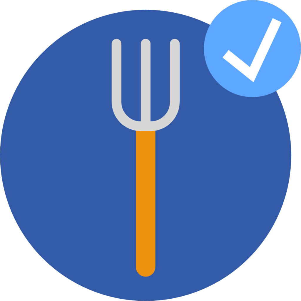 blue fork checkmark icon