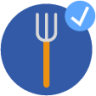 blue fork checkmark icon