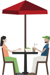 cafe seating occupied illustration