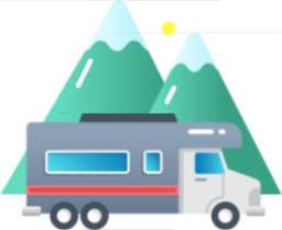caravan mountains illustration