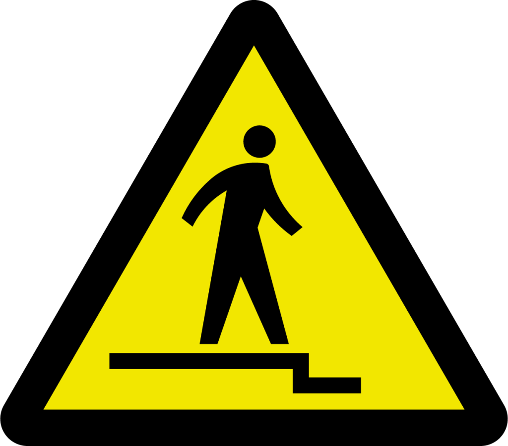 caution uneven access down icon