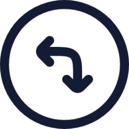 circle arrow move left down icon