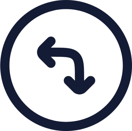 circle arrow move left down icon