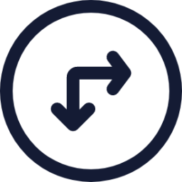 circle arrow move right down icon