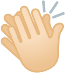 clapping hands: light skin tone emoji
