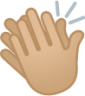clapping hands: medium-light skin tone emoji
