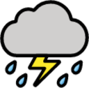 cloud with lightning and rain emoji