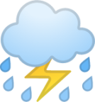 cloud with lightning and rain emoji