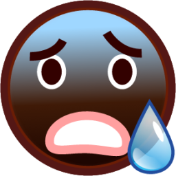 cold sweat (black) emoji