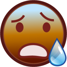 cold sweat (brown) emoji