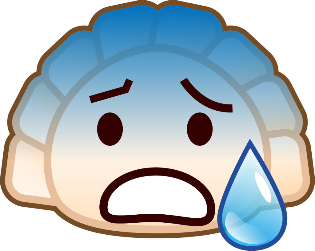 cold sweat (dumpling) emoji